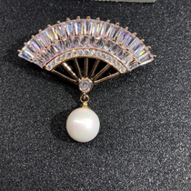 Fashion crystal Zircon brooch Ladies Atmosphere fan everything with simple suit cardigan pin accessories