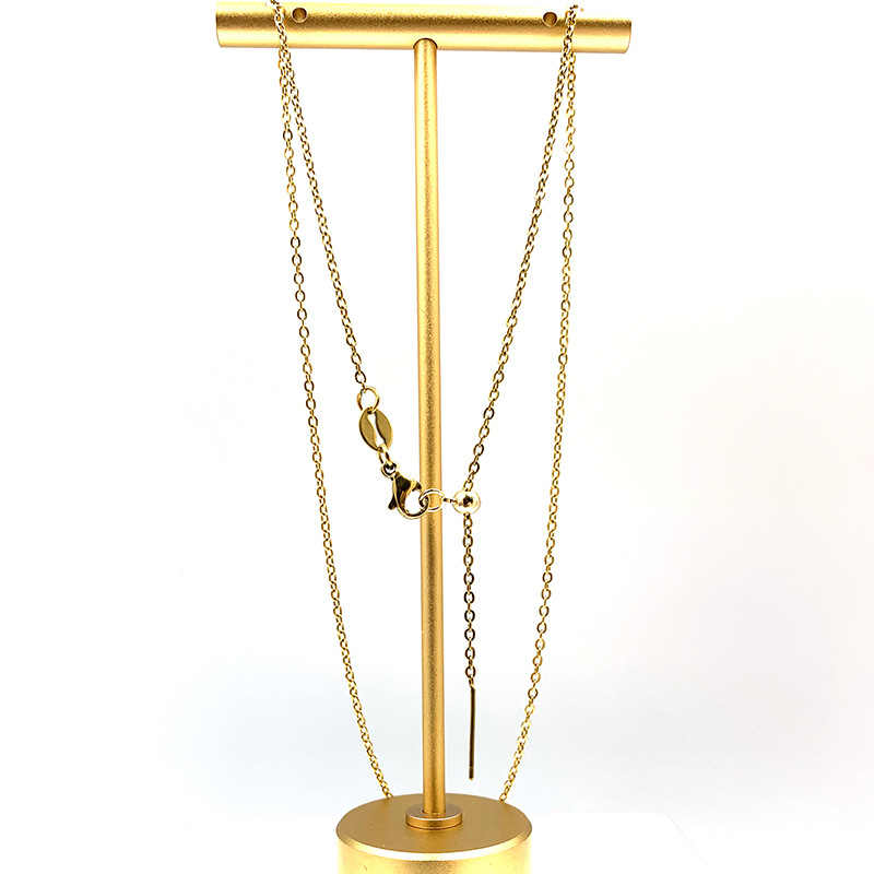 Titanium steel universal necklace for women, needle-type beads, needle-coated vacuum gold adjustable cross chain manufacturer wholesale 1 detail image 2