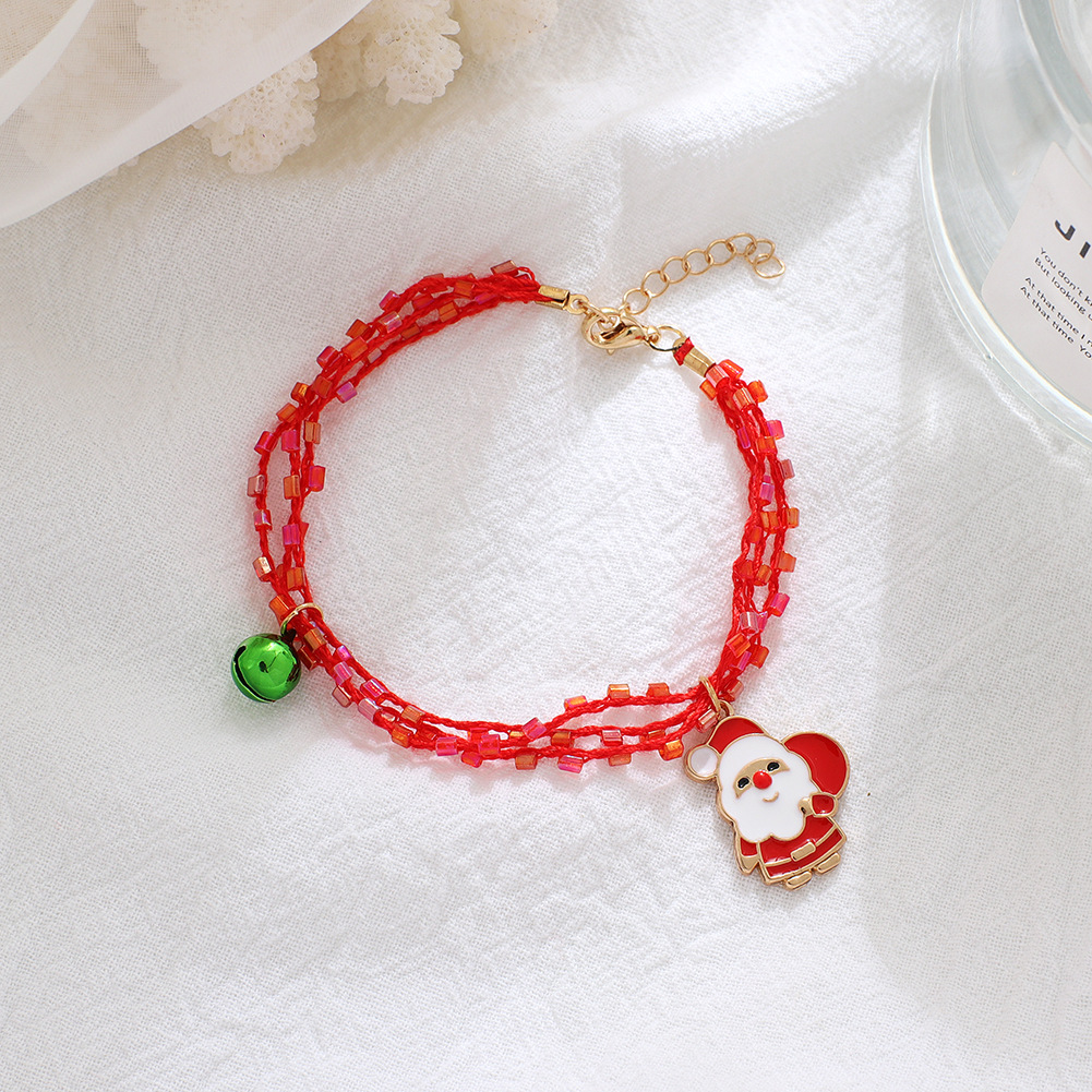 Cross border Braided alloy Drip Oil Christmas wreath Adjustable bracelet Bracelet Jewelry Wholesale 2 full figure