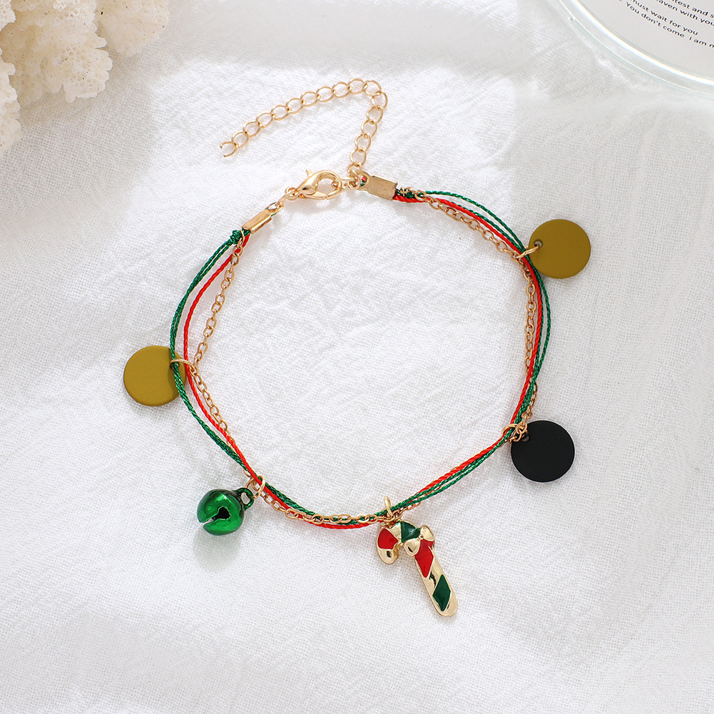 Cross border Braided alloy Drip Oil Christmas wreath Adjustable bracelet Bracelet jewelry Wholesale 4 full figure