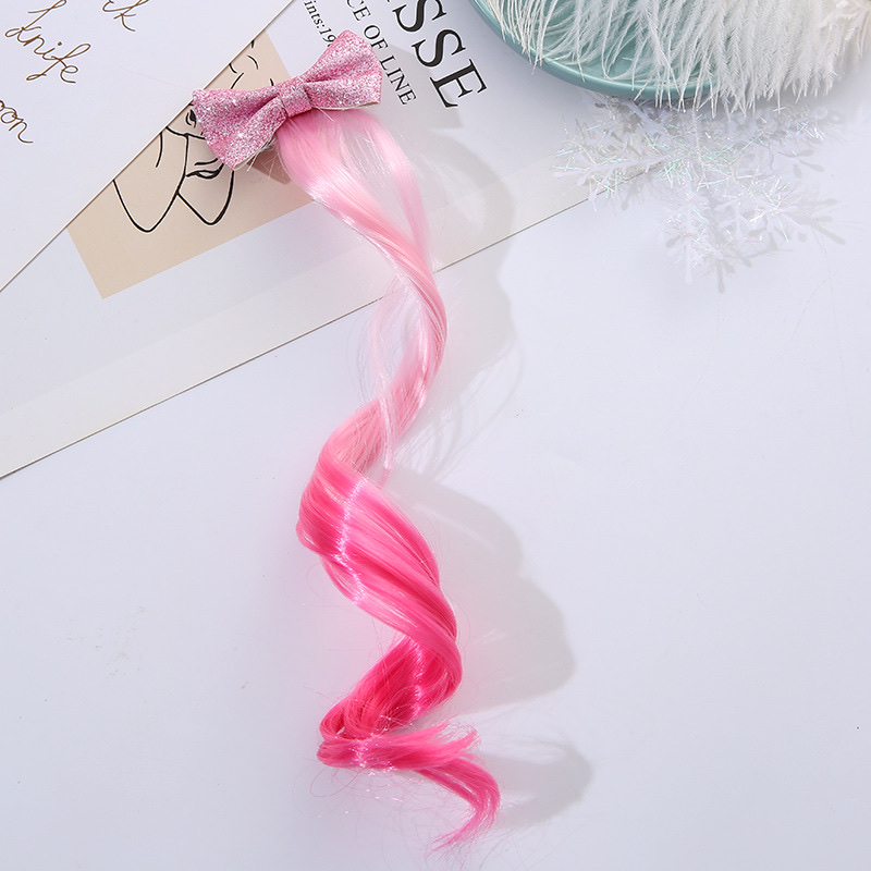 W13 Princess Children's wig hairpin, cute and adorable headwear, rainbow wings, unicorn, five-pointed star, mesh, bow, wig hairpin, girl, princess, trendy girl, wig with braid, hair band headwear detail image 6