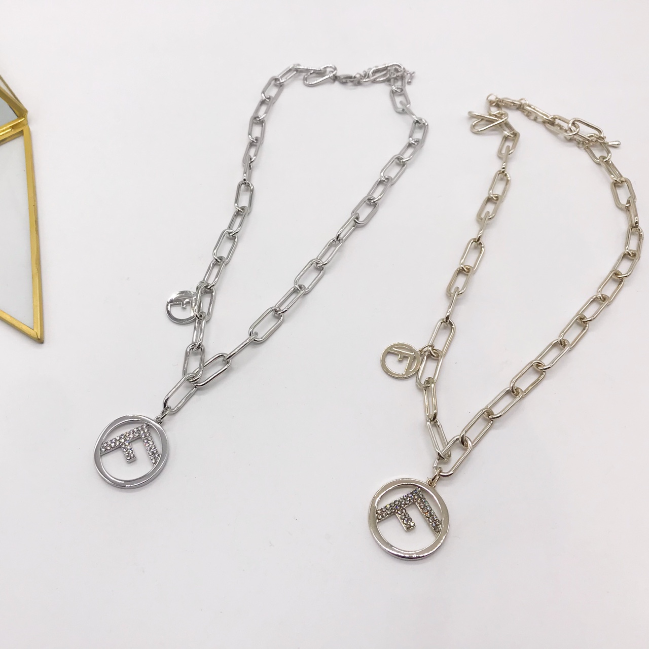 F letter necklace with chain
