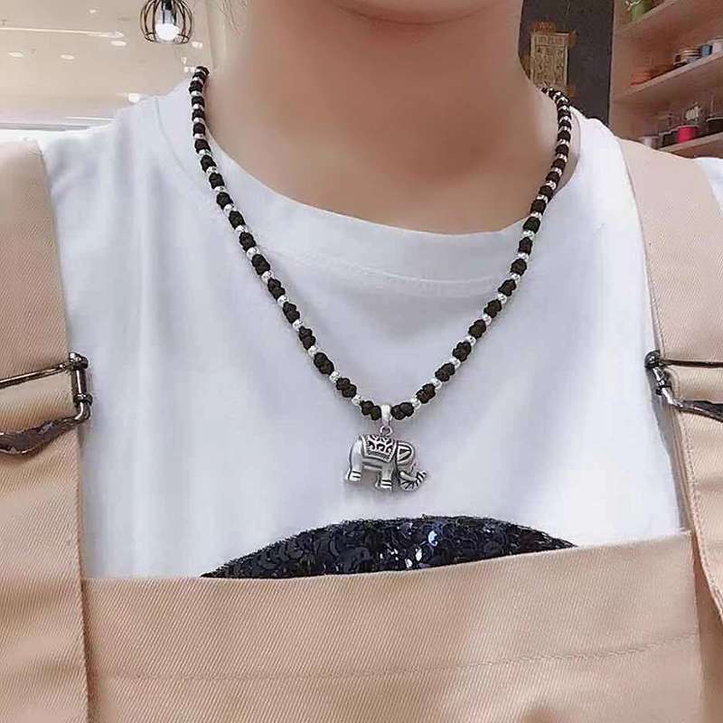 晶珀丽饰品纯手工编织韩国进口蜡线潮流吉祥如意锁骨链详情图10