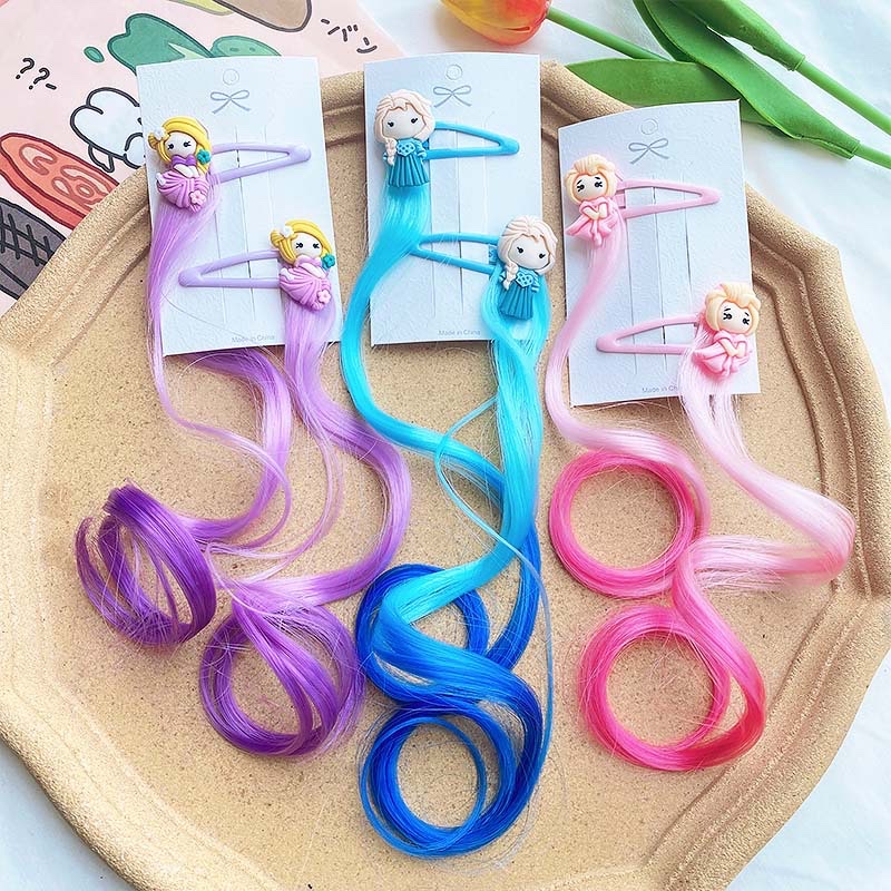W22 Star Crown Princess Children's Wig Hair Clip, Cute and Adorable headwear, Cute Rainbow Wings Unicorn Five-pointed Star Mesh Bow Wig Hair clip, Girl Princess Trendy Girl wig with braid Hair band Headwear Application Scenario