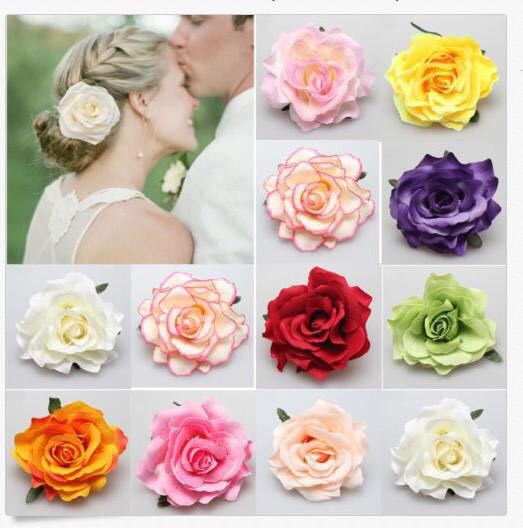 FLY130 Velvet fabric faux rose hair clip, fabric hair accessory, noble rose hair clip, wedding fashion faux flower hair clip side clip detail image 1