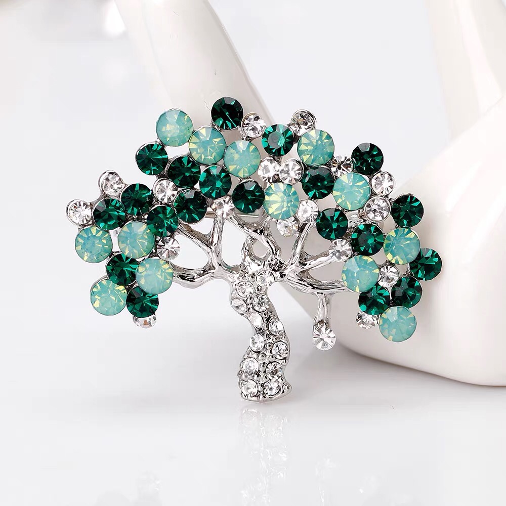 Rhinestone branch brooch