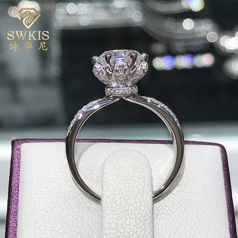 冰雪皇后仿莫桑钻大捧花开口戒指