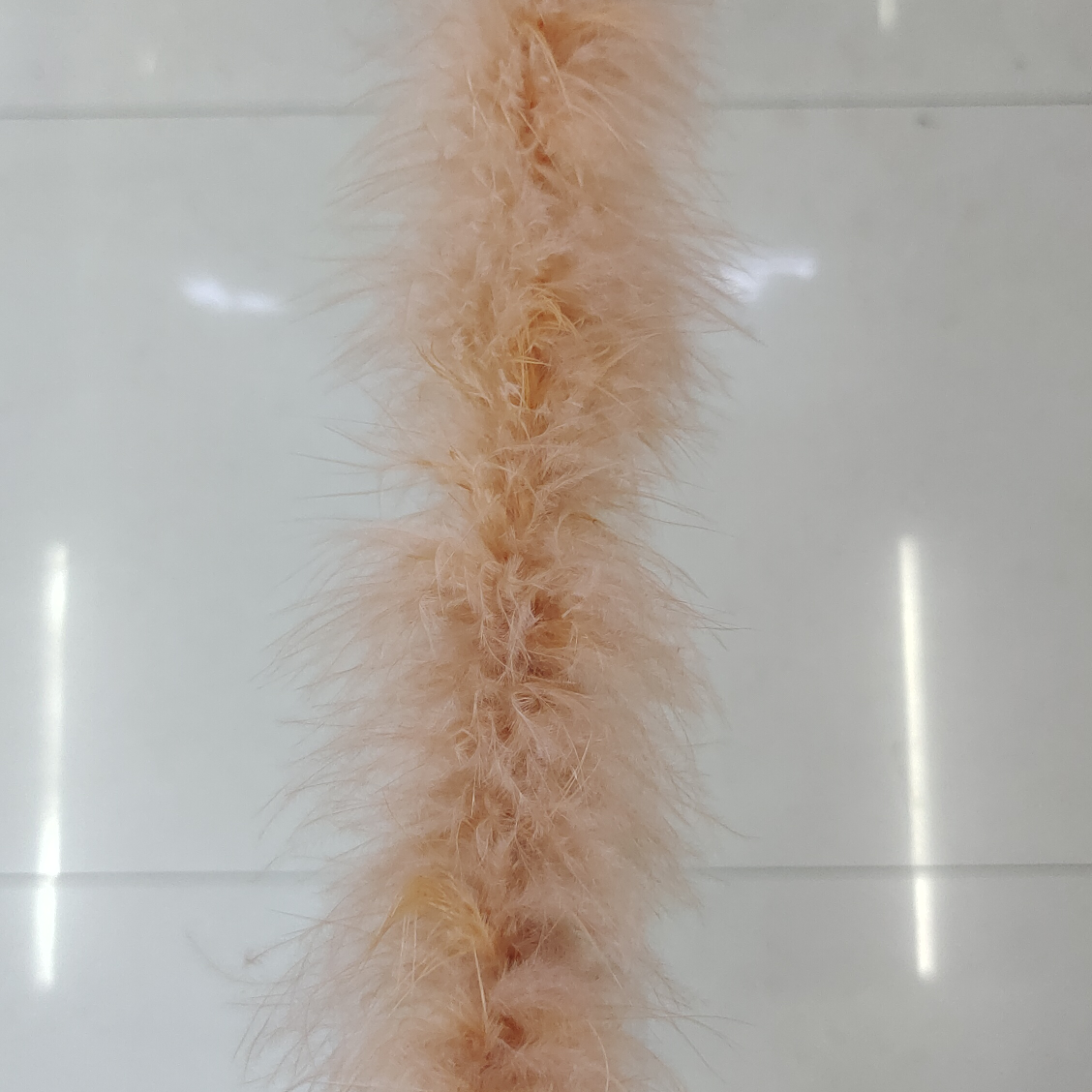 Turkey half down feather strip flesh pink