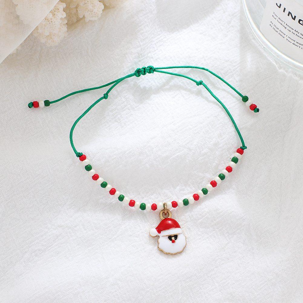 Cross border Braided alloy Drip oil Christmas wreath Adjustable bracelet Bracelet jewelry Wholesale 1 full figure