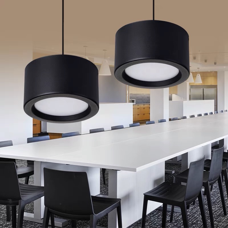 Luminous lighting fixtures, hanging lines, surfacing downlights, suspended hole lights, black and white 15W, 6-inch suspended LED lights, 30W ceiling-mounted chandeliers without main lights