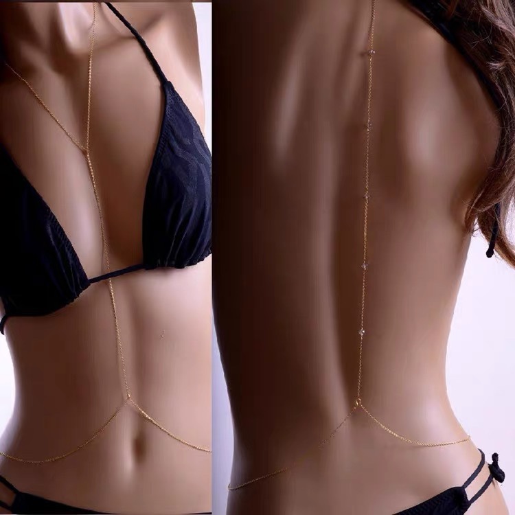 欧美饰品 精致个性感水晶身体链 项链 比基尼腰链 BodyChain