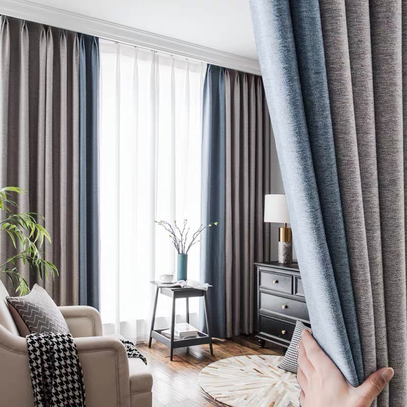 2021年新款窗帘现代简约轻奢客厅卧室莫兰迪遮光成品高档大气棉麻图