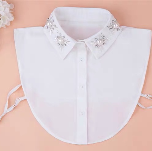 Decorative false collar shirt collar female chiffon South Korea Autumn winter Spring and autumn everything rhinestone South Korea pearl collar winter 1