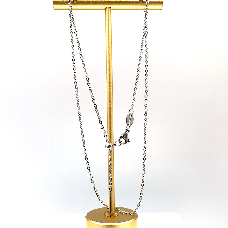 Titanium steel universal necklace, women's needle type, through bead, needle vacuum gold plated, adjustable cross chain manufacturer wholesale details Picture