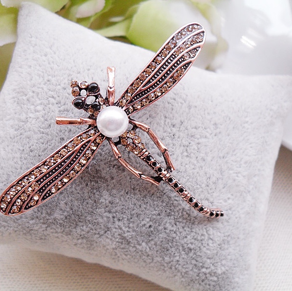 Rhinestone dragonfly brooch
