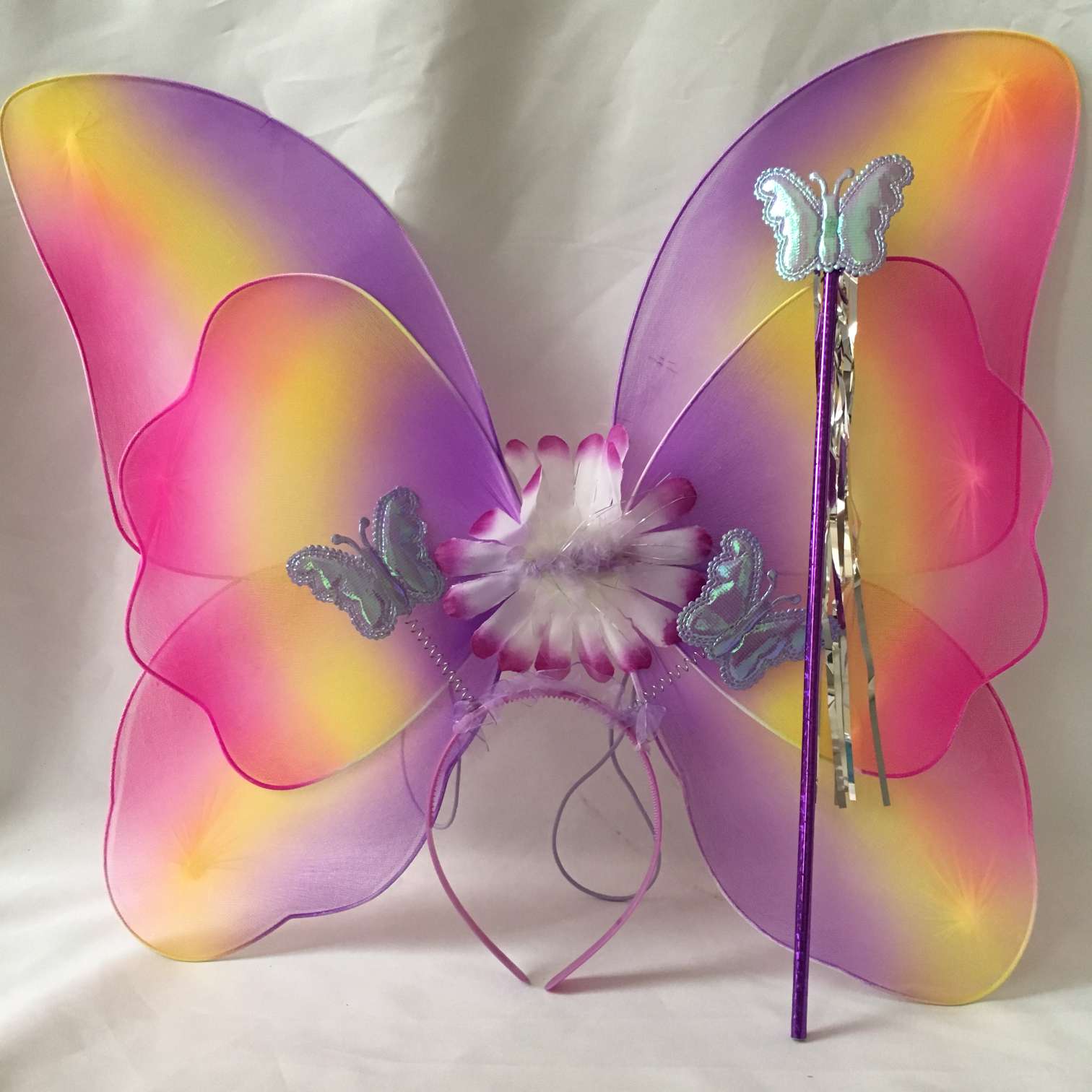 儿童节亮灯蝴蝶天使翅膀小女孩背的公主裙魔法棒演出装扮玩具服装26详情图3