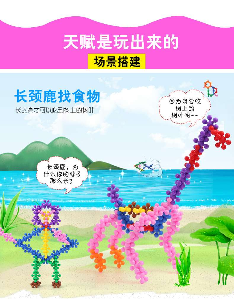雪花片梅花积木儿童益智力拼插装塑料玩具幼儿园早教3-4-5-6岁女3D拼插玩具详情图2