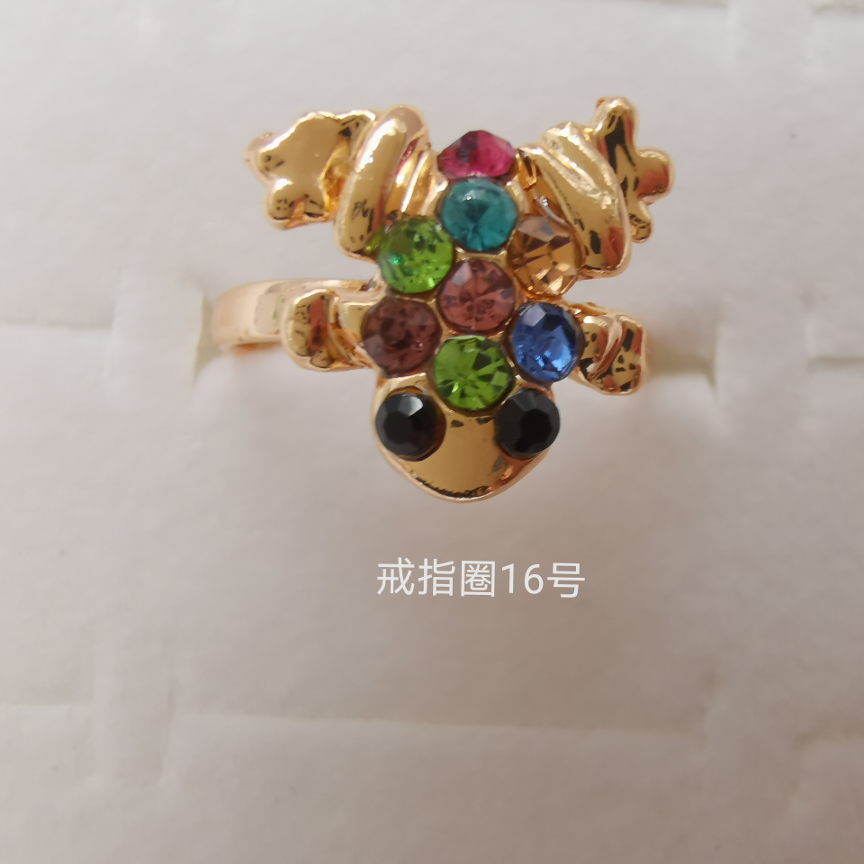 动物系列 彩钻合金戒指 电镀仿金经典款1684