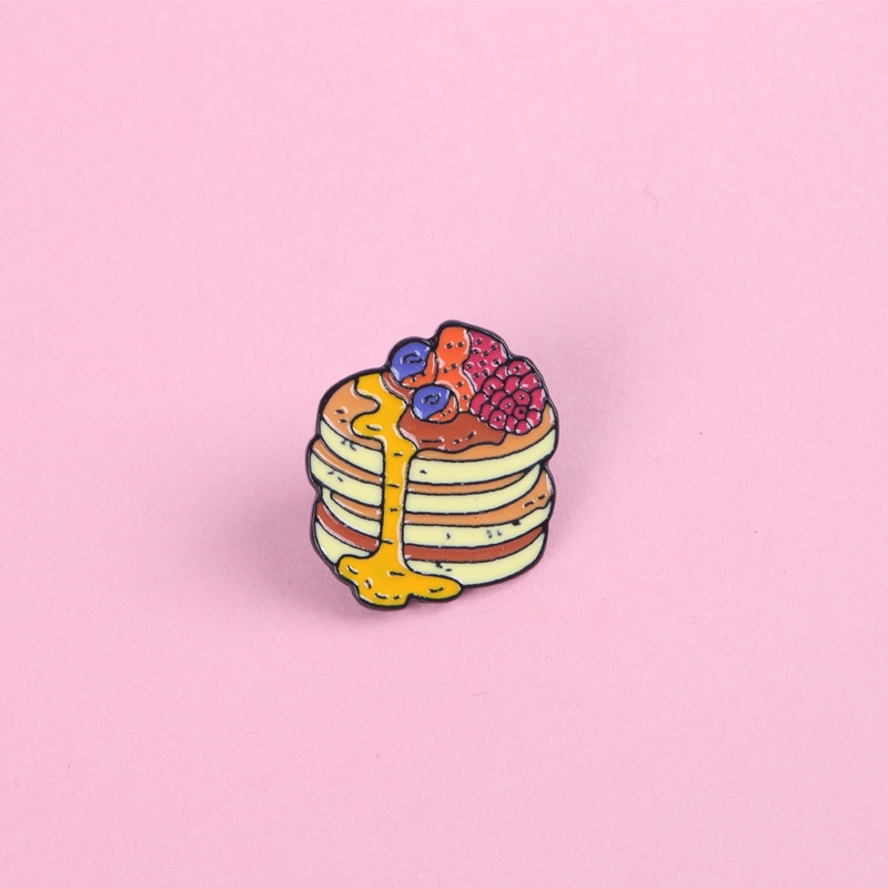 Creative Food Brooch Instagram Trendy cartoon Blueberry Strawberry Layered Burger Badge Fashion clothing bag