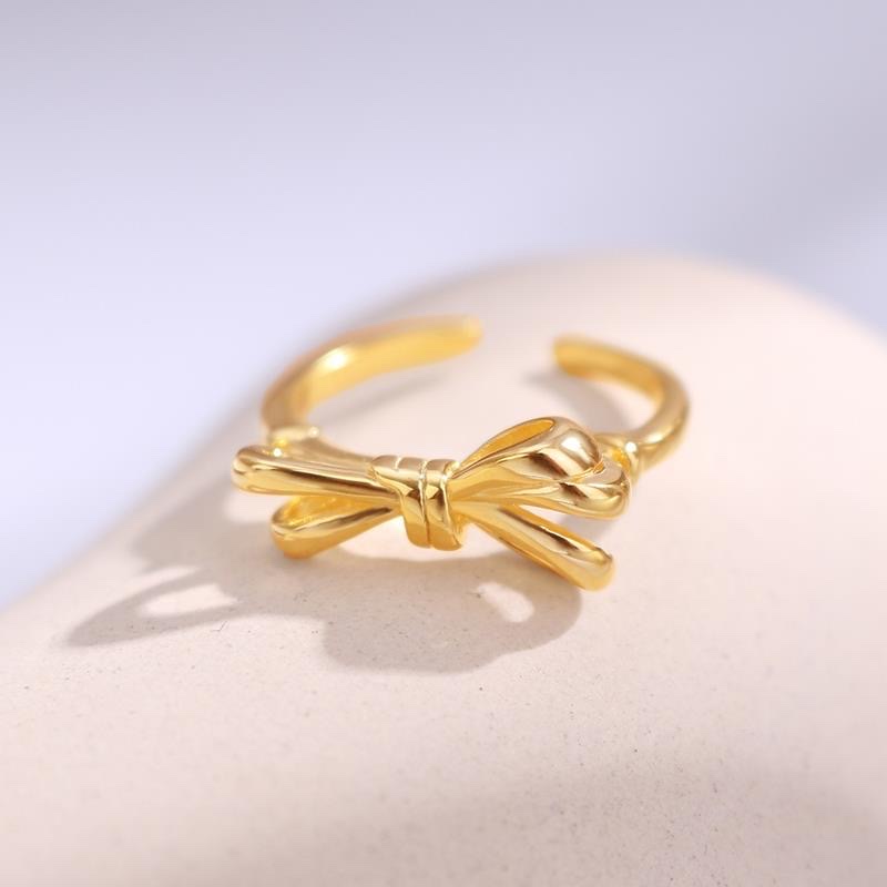 Chenglong Jewelry's Japanese and Korean style gold-plated bow ring, ins, cold style, simple and individual open women's ring CL0129.3-22.5 detail image 3