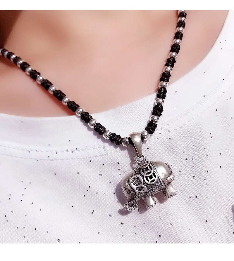 晶珀丽饰品纯手工编织韩国进口蜡线潮流吉祥如意锁骨链详情图11