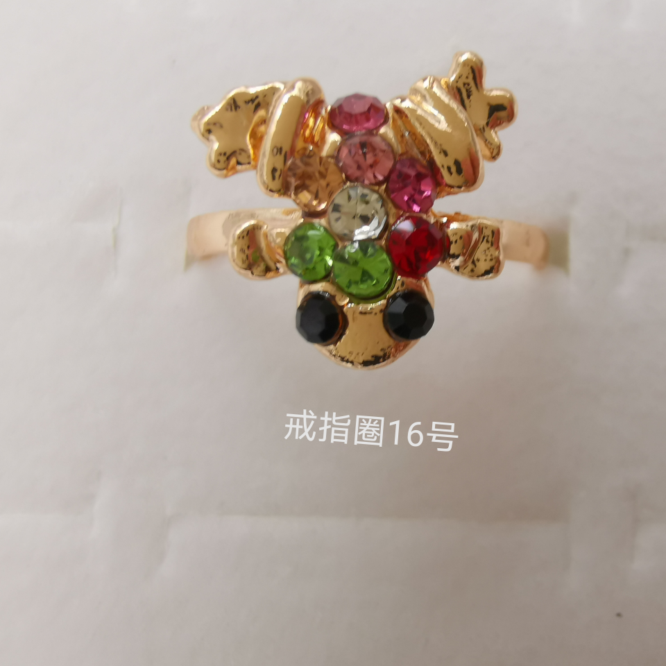 Animal series color diamond alloy ring electroplated imitation gold classic 1668