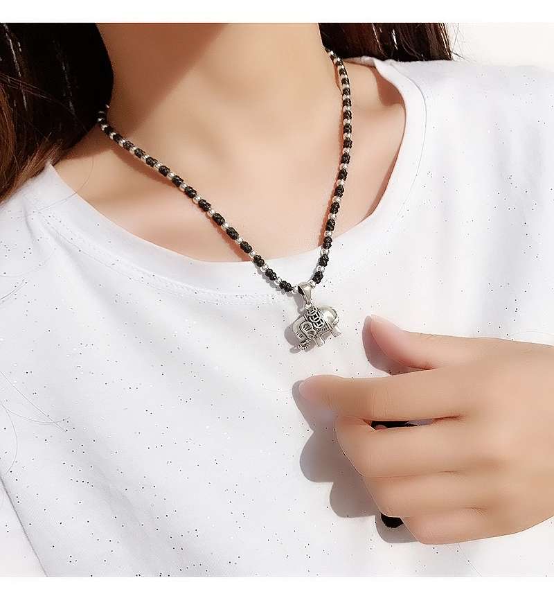 晶珀丽饰品纯手工编织韩国进口蜡线潮流吉祥如意锁骨链详情图5