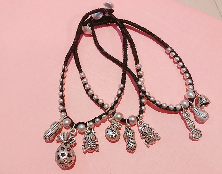 Jingpuli brand JL005 Korean wax thread pure hand-woven flower auspicious and lucky anklet pic 9