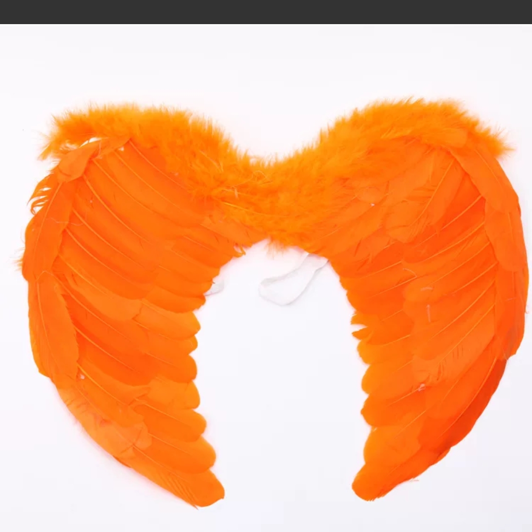 Angel feather wings large orange