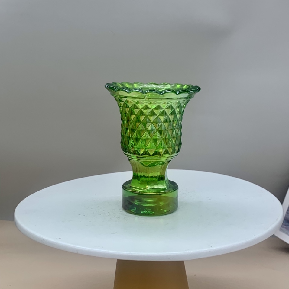 Glass candle holder green