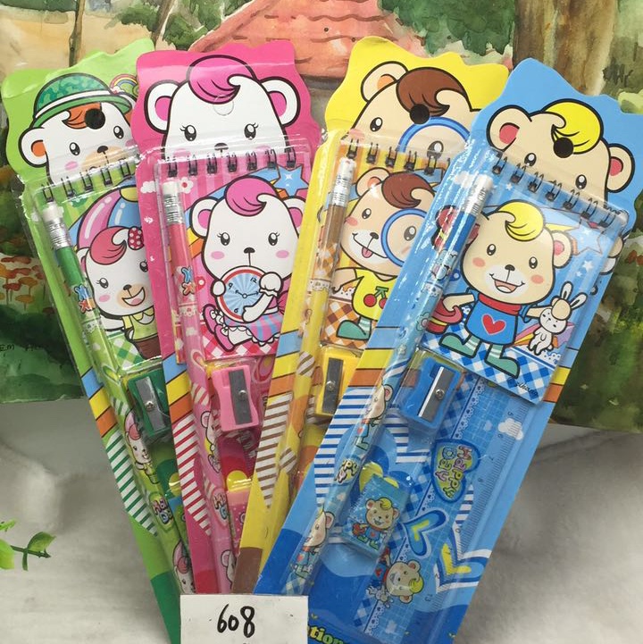 609文具套装酷贝熊文具文具套装铅笔卷笔刀图
