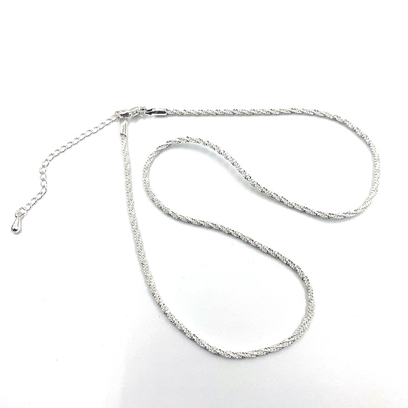 颈链毛毛虫波光粼粼满天星镀925银素圈项链闪光素链裸链 小众详情图1