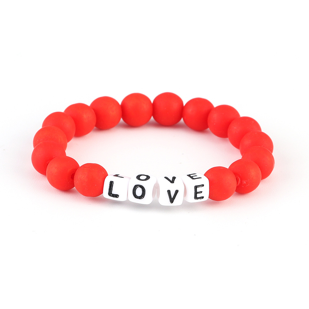 Polymer clay color 8MM letter elastic bracelet 4 full figure