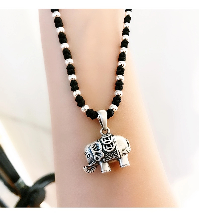 晶珀丽饰品纯手工编织韩国进口蜡线潮流吉祥如意锁骨链详情图14