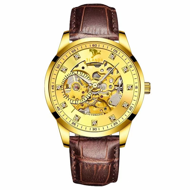 A popular live-streaming product on Douyin and Kuaishou, a fully automatic mechanical waterproof men's leather watch with a skeletonized design, became a hit Item Picture