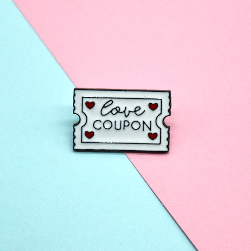 Fashion new LOVE COUPON Love Coupon roll brooch personality all matching denim backpack jewelry gift