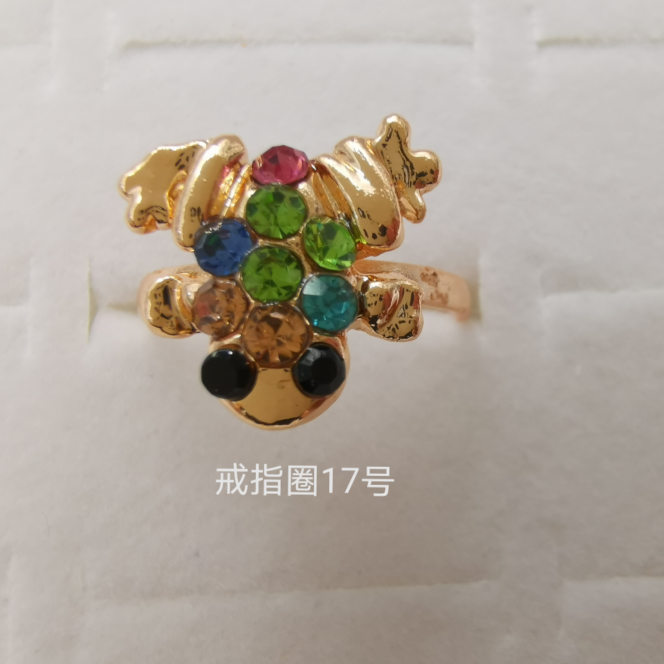 动物系列 彩钻合金戒指 电镀仿金经典款1698