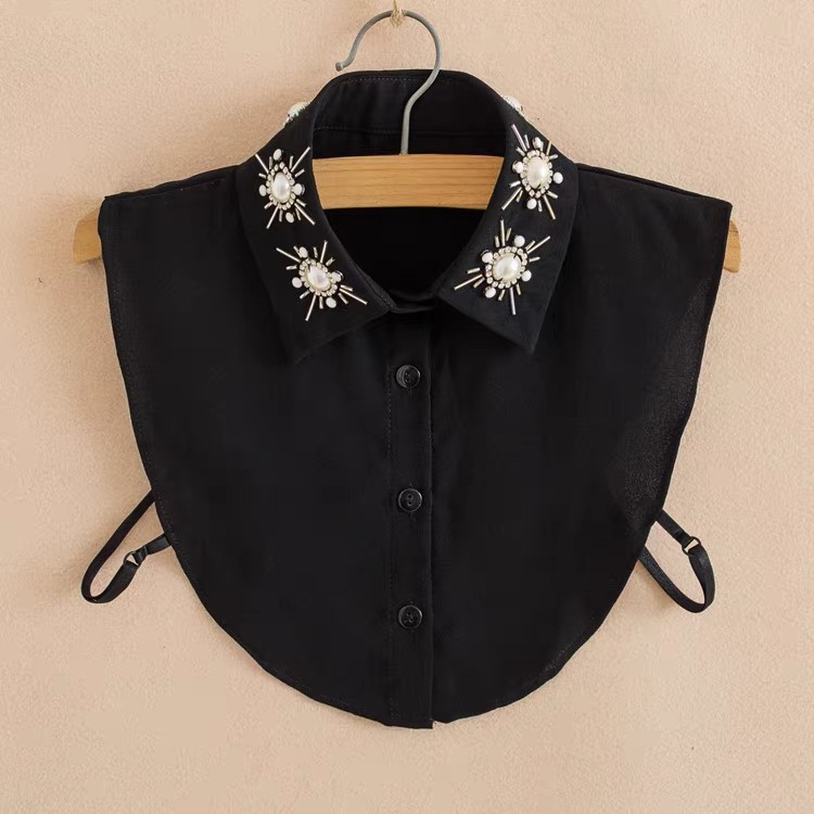 Decorative false collar shirt collar female chiffon South Korea Autumn Winter Spring and autumn everything rhinestone South Korea pearl collar Winter 2