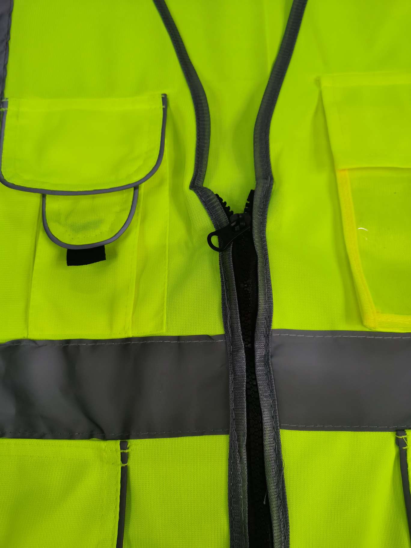 Reflective waistcoat, multi-pocket premium reflective waistcoat, zipper reflective waistcoat detail image 5