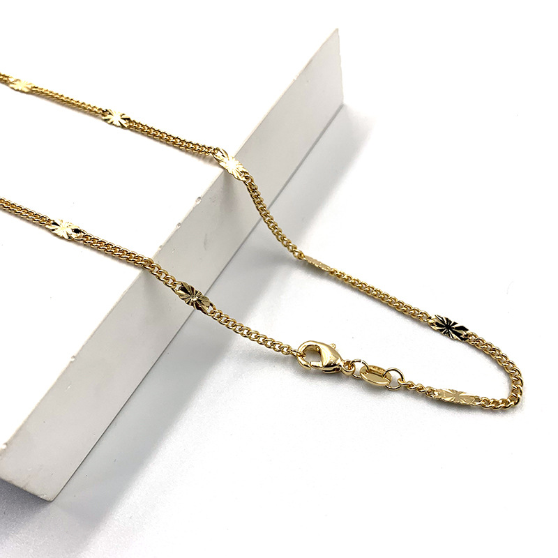 Factory wholesale 18K real gold plated necklace, women's S-chain, sunflower and starry sky chain, necklace accessory, chain color preservation electroplating 16 details Picture