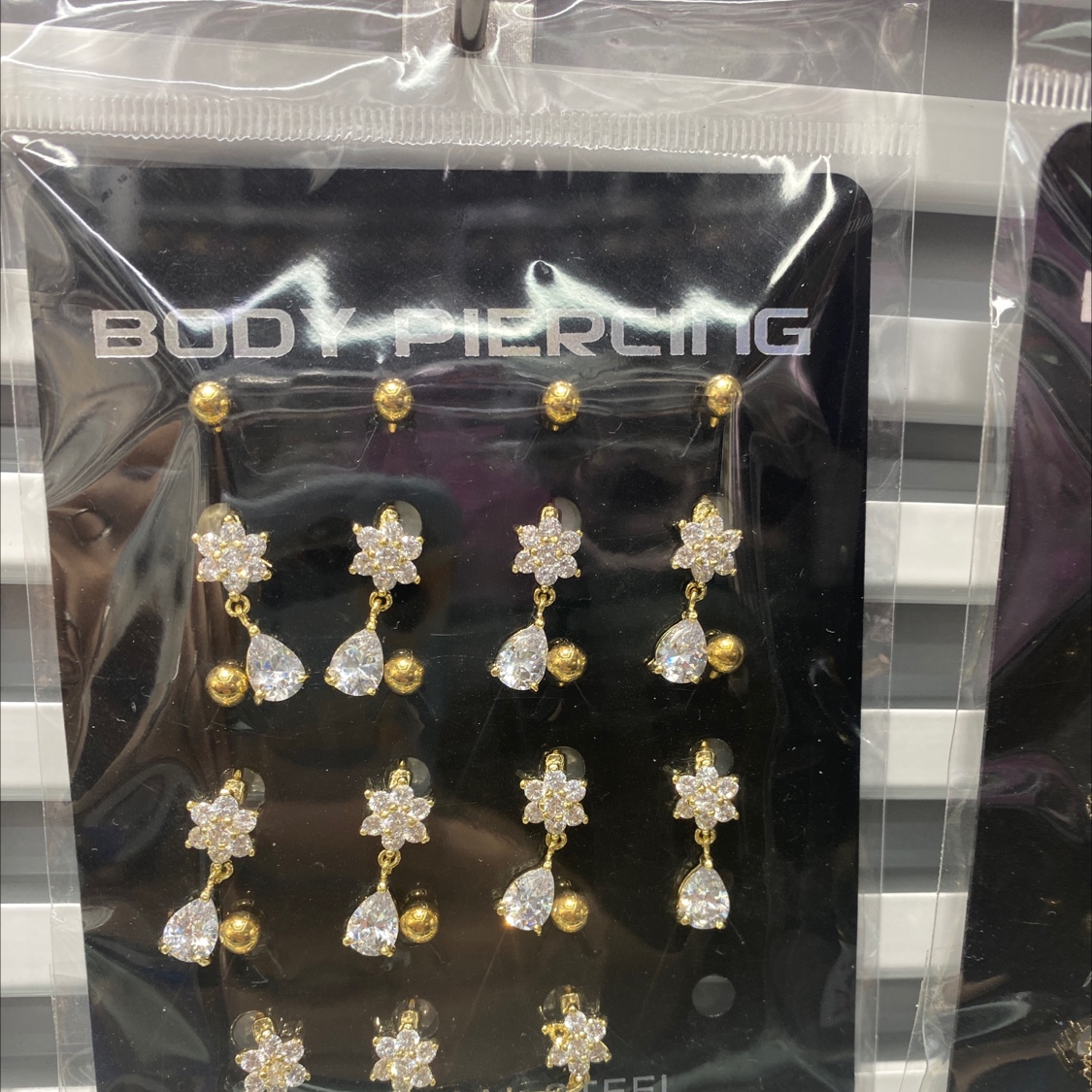 18k金短针脐环性感肚脐扣欧美穿刺饰品锆石