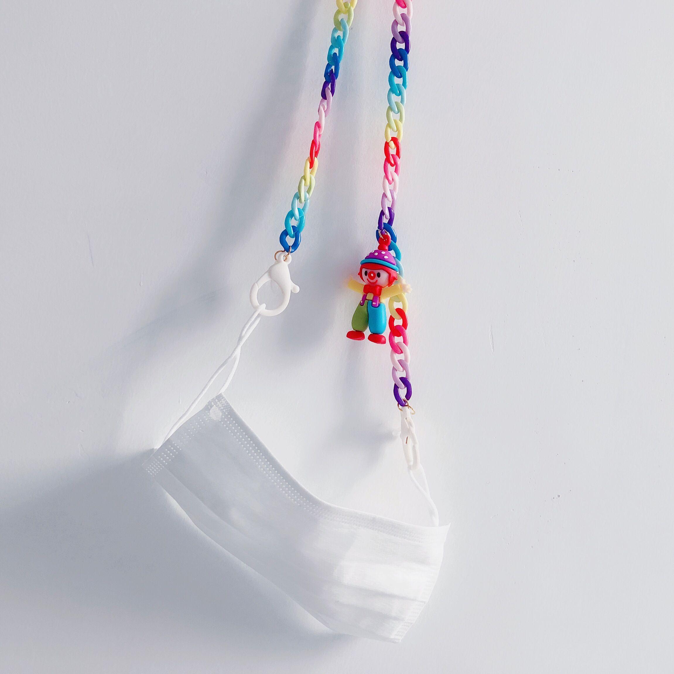 糖果色彩虹链口罩挂绳束带眼镜链两用款韩综同款儿童防丢防掉实用白底实物图