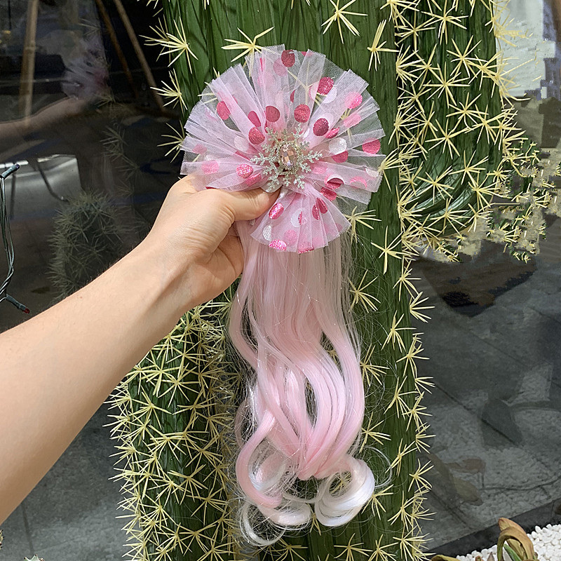 W12 Princess Children's wig hairpin, cute and adorable headwear, rainbow wings, unicorn, five-pointed star, mesh, bow, wig hairpin, girl, princess, trendy girl, wig with braid, hair band headwear Item Picture