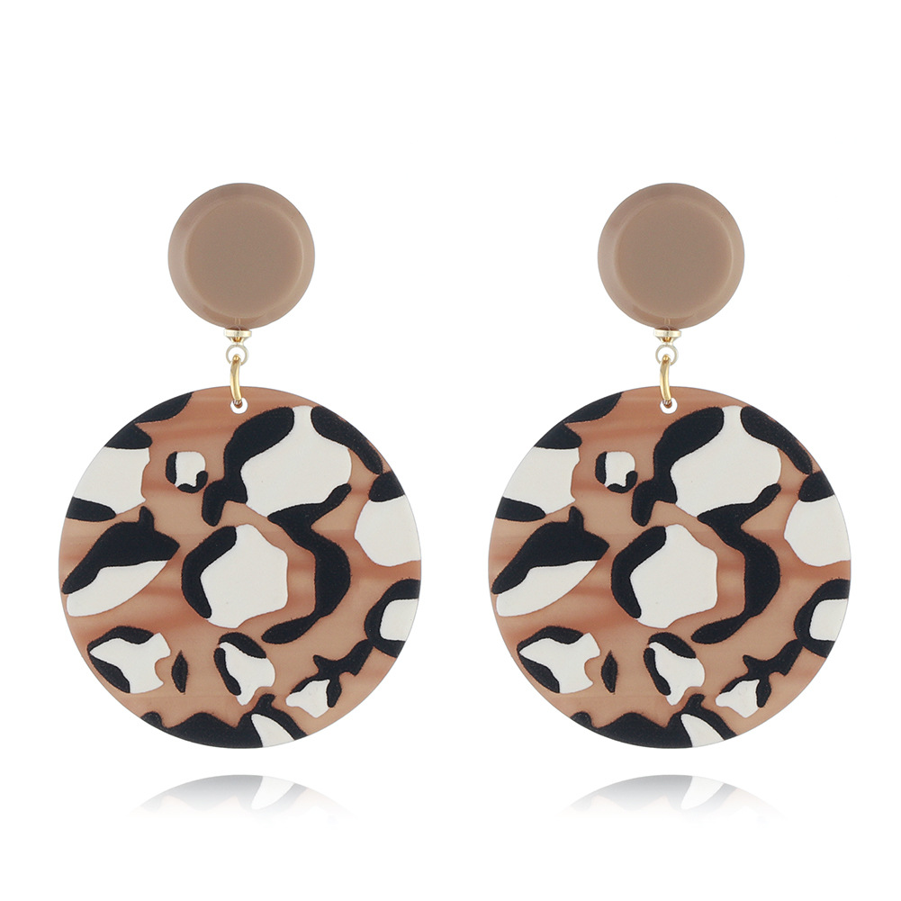 New plate acetic acid 3D printing leopard print European style earrings jewelry wholesale 4