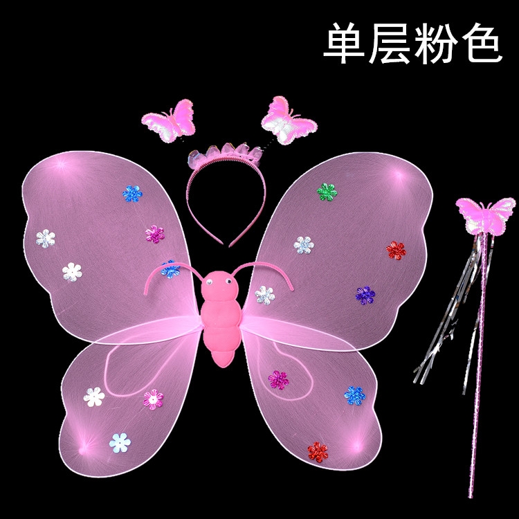 Angel butterfly Wings three-piece children's show costume prop Fairy Magic wand show wings Toy 4