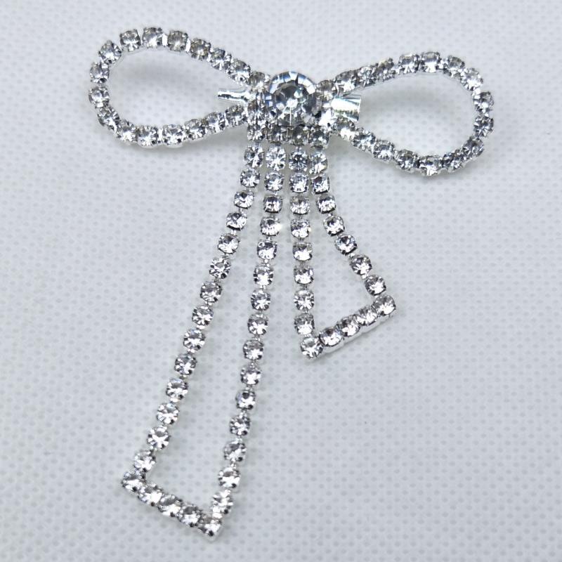 Stylish new shiny rhinestone fringe bow Brooch Women's fashion all-match dress sub suit accessories