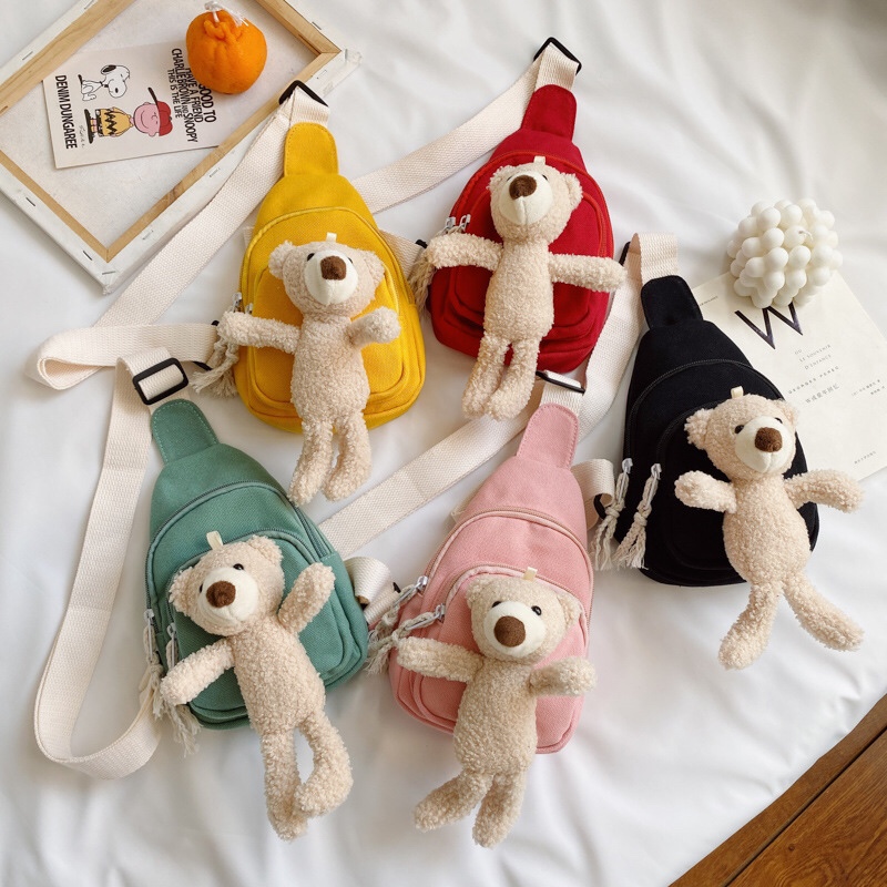 Korean version of children's bag autumn new shoulder bag cute bear network red small chest bag fashion crossbody bag for boys and girls