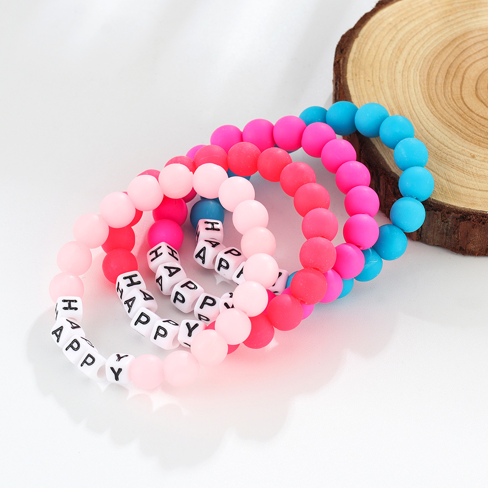Polymer clay color 8MM letter elastic bracelet 3 full figure