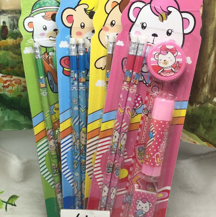 601文具套装酷贝熊文具文具套装铅笔卷笔刀图