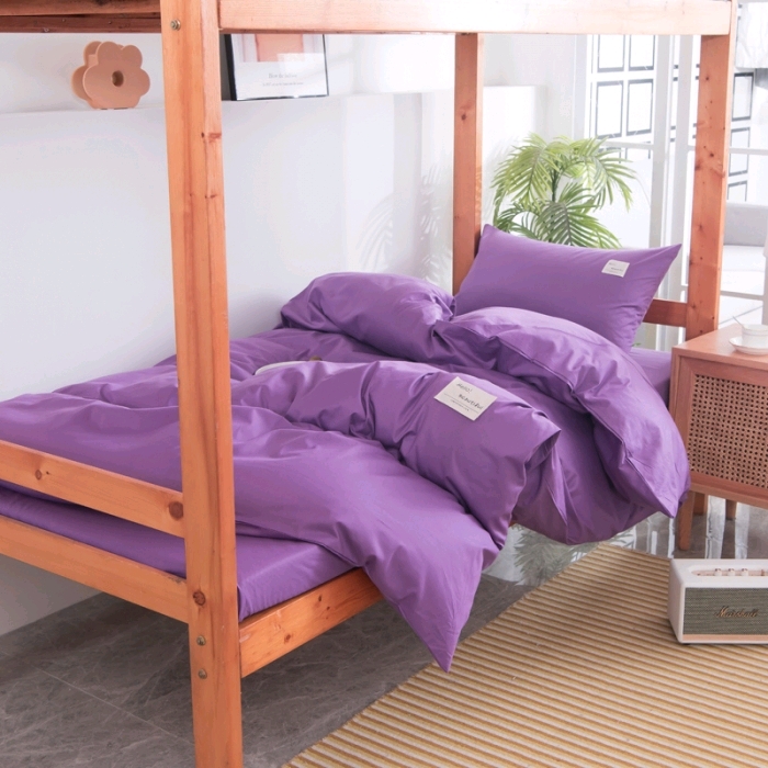 Solid color and color-blocking all-cotton genuine student dormitory three-piece set, dormitory bunk bed six-piece set 5
